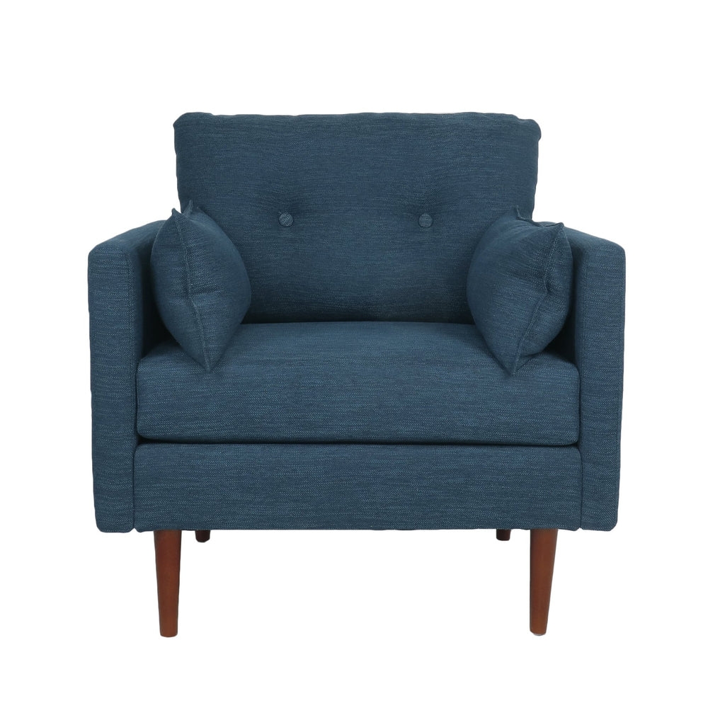 English Elm Christopher Knight Home® - CLUB Chair with Plush Fabric Upholstery and Walnut Birch Legs — Stylish Comfortable Accent Seating for Living Rooms Navy Blue 30.75 L x 25.75 W x 21 H 71571.00