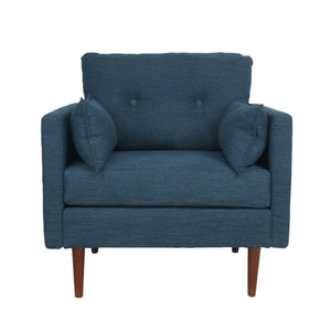 English Elm Christopher Knight Home® - CLUB Chair with Plush Fabric Upholstery and Walnut Birch Legs — Stylish Comfortable Accent Seating for Living Rooms Navy Blue 30.75 L x 25.75 W x 21 H 71571.00