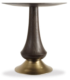 Hooker Furniture Curata Midnight White Oak Pub Table With Brushed Brass Pedestal Base — 40" Round Bar Height Delight 1600-75202-DKW