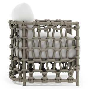 Bernhardt Bernhardt Handwoven Nodi Outdoor Chair — Weatherproof Aluminum Frame, Deep Cushions, Shiitake Rope Finish - Made to Order O4413B