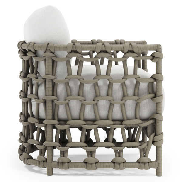 Bernhardt Bernhardt Handwoven Nodi Outdoor Chair — Weatherproof Aluminum Frame, Deep Cushions, Shiitake Rope Finish - Made to Order O4413B