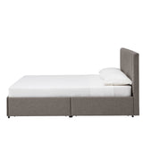 Homelegance By Top-Line Chase Grey Linen Upholstered Storage Platform Bed with Channel Headboard Grey Linen