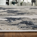 Feizy Rugs Micah Polyester/Polypropylene Machine Made Industrial Rug Ivory/Black/Taupe 5' x 8'