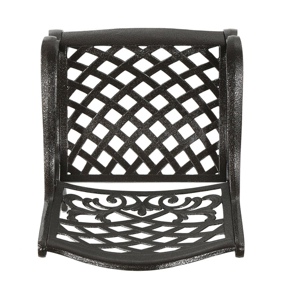 English Elm Phoenix Cast Aluminum Outdoor Dining Arm Chairs Ornate Lattice Scroll Garden Set Bronze 54589.00BZE