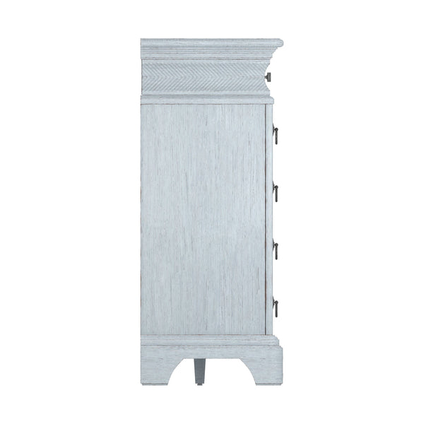 A.R.T. Furniture Summer Light Keeper's Dresser In Shutter Blue - 11 Drawers, Flakey Oak Veneer, Artisan Details & Style Blue Flakey Cathedral Oak Veneer,Parawood Solids 251131-1361