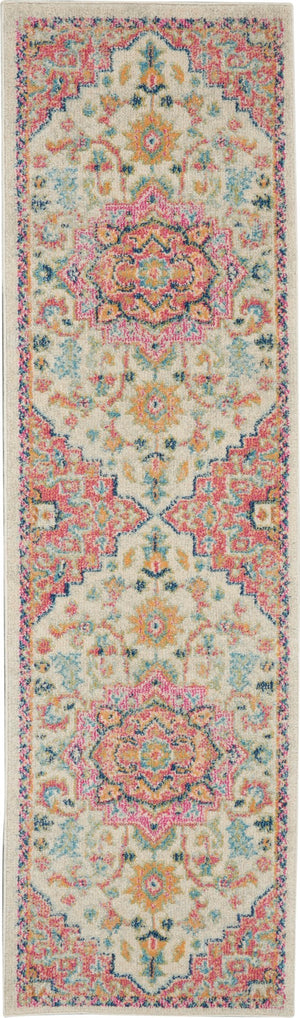 Nourison Passion PSN25 Machine Made Power-loomed Ornamental Border Indoor Only Bohemian Vintage Rug Ivory Pink, Ivory Pink 100% Polypropylene 99446748096