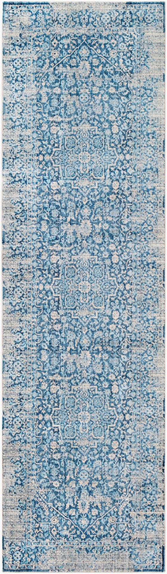 Livabliss Ephesians Traditional Turkish Fringe Rug Polyester Pile Entryway Hallway Accent Blue, Saffron 2'7" x 9' EPC2300-279