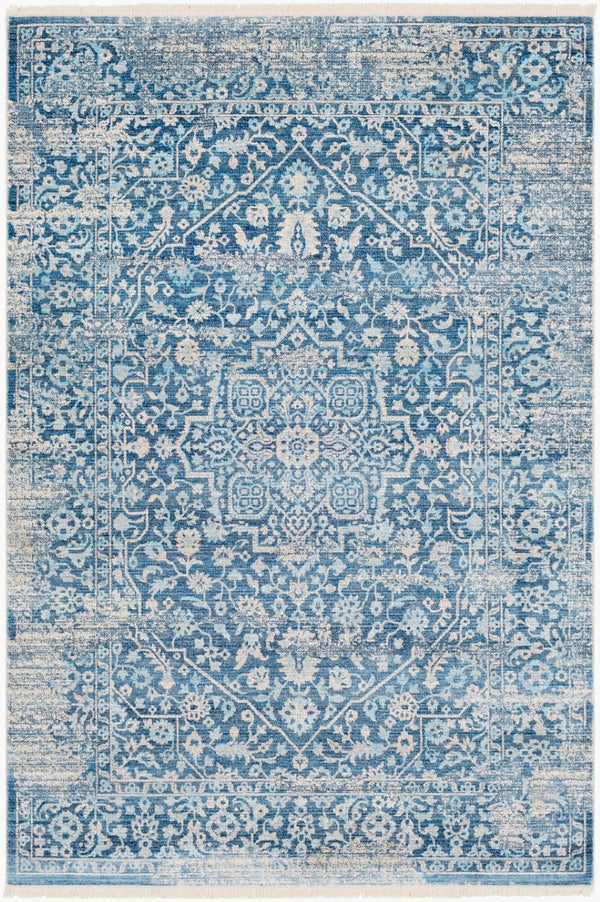 Livabliss Ephesians Traditional Turkish Fringe Rug Polyester Pile Entryway Hallway Accent Blue, Saffron 2' x 2'11" EPC2300-23