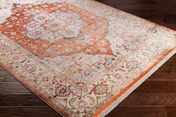 Livabliss Ephesians Turkish Machine Woven Polyester Area Rug with Fringe for Hallways Burnt Orange, L 2'7" x 4'11" EPC2304-275
