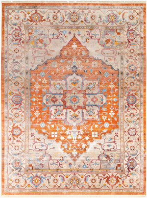 Livabliss Ephesians Turkish Machine Woven Polyester Area Rug with Fringe for Hallways Burnt Orange, L 2'7" x 4'11" EPC2304-275
