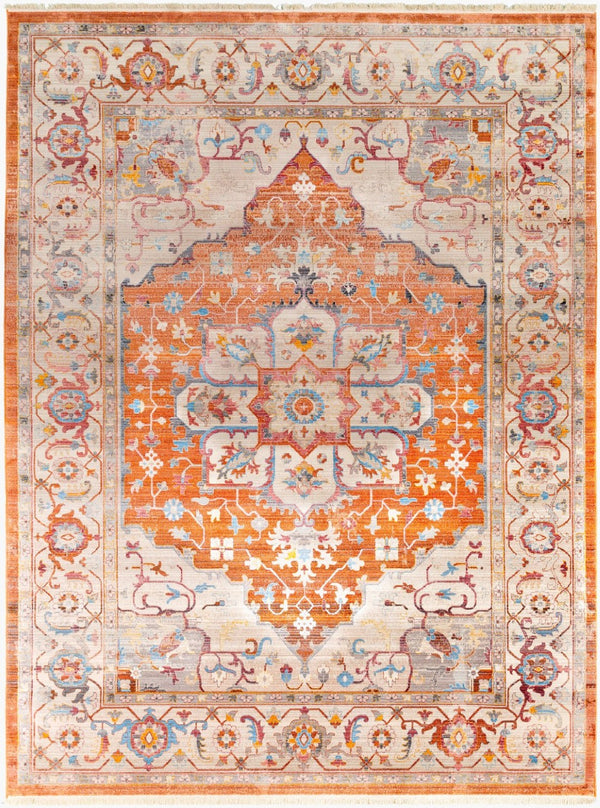 Livabliss Ephesians Turkish Machine Woven Polyester Area Rug with Fringe for Hallways Burnt Orange, L 2'7" x 4'11" EPC2304-275