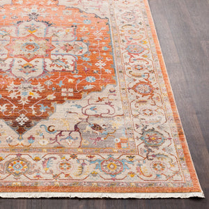 Livabliss Ephesians Turkish Machine Woven Polyester Area Rug with Fringe for Hallways Burnt Orange, L 2'7" x 4'11" EPC2304-275