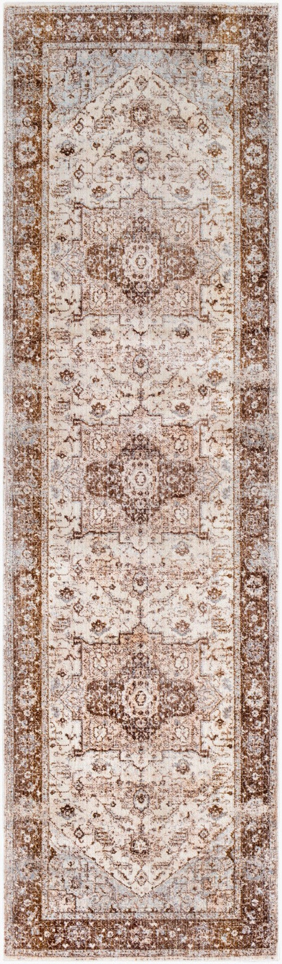 Livabliss Ephesians Traditional Runner Rug with Fringe Polyester Hallway Entryway Heritage Design Dark Brown, Oli 2'7" x 9' EPC2313-279