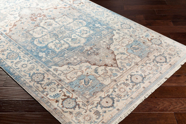 Livabliss Ephesians Traditional Border Fringe Accent Rug Polyester Machine Woven Entryway Mat Blue, Aqua 8'10" x 12'10" EPC2317-91210