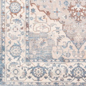 Livabliss Ephesians Traditional Border Fringe Accent Rug Polyester Machine Woven Entryway Mat Blue, Aqua 8'10" x 12'10" EPC2317-91210