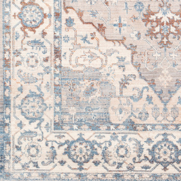 Livabliss Ephesians Traditional Border Fringe Accent Rug Polyester Machine Woven Entryway Mat Blue, Aqua 8'10" x 12'10" EPC2317-91210
