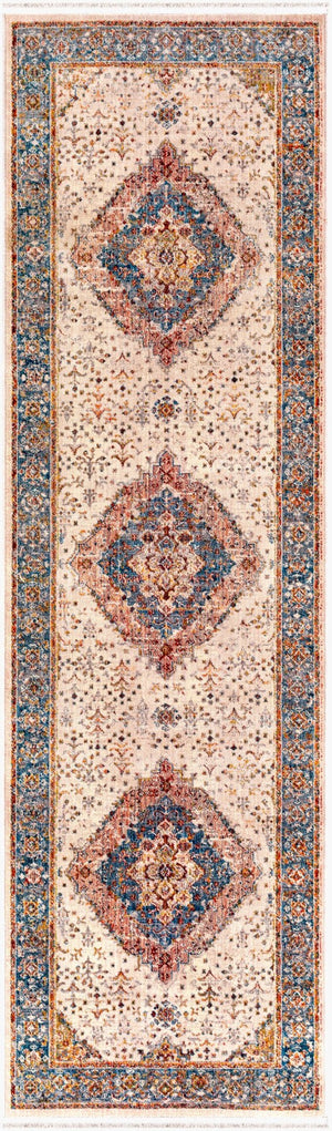 Livabliss Ephesians Persian Inspired Polyester Runner Rug with Fringe Trim for Hallways Dark Blue, Deni 2'7" x 9' EPC2334-279