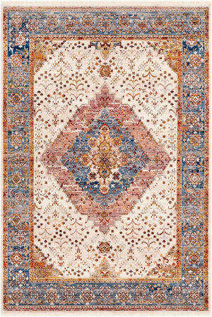 Livabliss Ephesians Persian Inspired Polyester Runner Rug with Fringe Trim for Hallways Dark Blue, Deni 8'10" x 13' EPC2334-81013