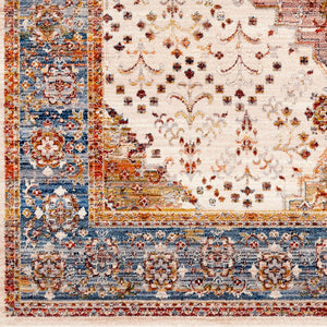 Livabliss Ephesians Persian Inspired Polyester Runner Rug with Fringe Trim for Hallways Dark Blue, Deni 8'10" x 13' EPC2334-81013
