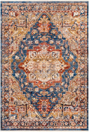 Livabliss Ephesians Traditional Fringe Accent Rug Machine Woven Polyester for Entryways and Hallways Dark Blue, Deni 8'10" x 13' EPC2337-81013