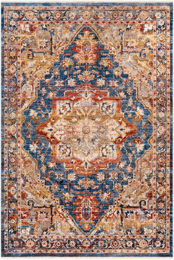 Livabliss Ephesians Traditional Fringe Accent Rug Machine Woven Polyester for Entryways and Hallways Dark Blue, Deni 8'10" x 13' EPC2337-81013
