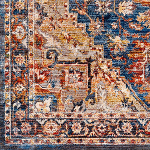 Livabliss Ephesians Traditional Fringe Accent Rug Machine Woven Polyester for Entryways and Hallways Dark Blue, Deni 8'10" x 13' EPC2337-81013