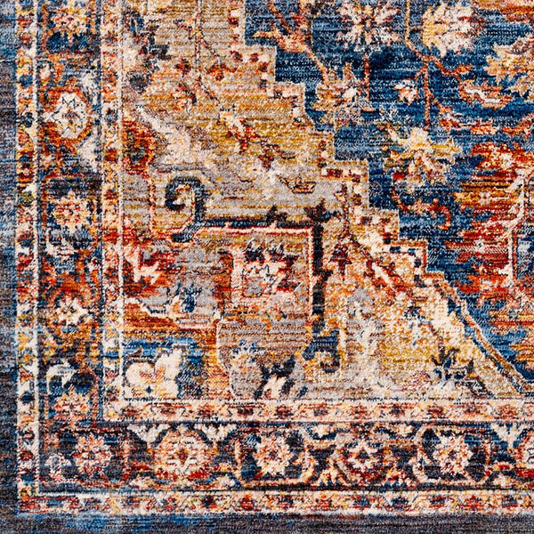 Livabliss Ephesians Traditional Fringe Accent Rug Machine Woven Polyester for Entryways and Hallways Dark Blue, Deni 8'10" x 13' EPC2337-81013