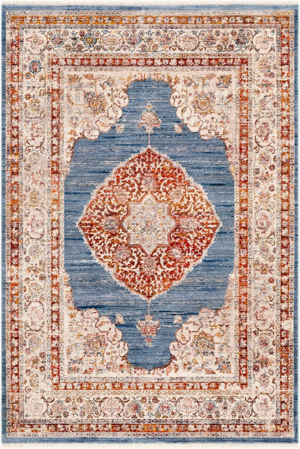 Livabliss Ephesians Traditional Runner Rug Fringe Polyester Hallway Entryway Medium Pile Woven Dark Blue, Deni 8'10" x 13' EPC2340-81013