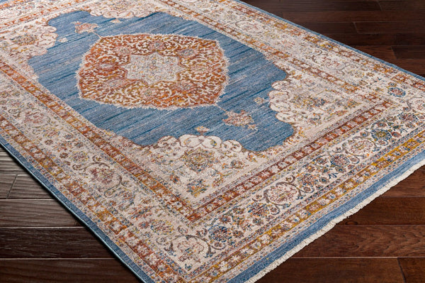 Livabliss Ephesians Traditional Runner Rug Fringe Polyester Hallway Entryway Medium Pile Woven Dark Blue, Deni 8'10" x 13' EPC2340-81013
