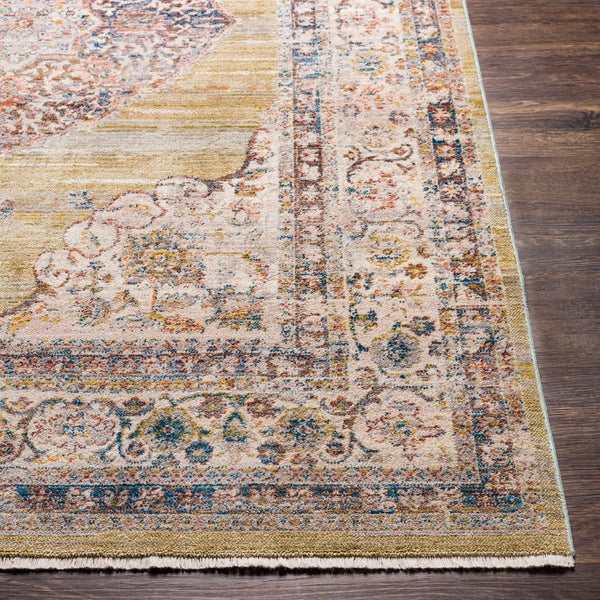 Livabliss Ephesians Persian Medallion Accent Rug Polyester Pile Fringe Entryway Floor Decor Olive, Medium G 8'10" x 13' EPC2341-81013