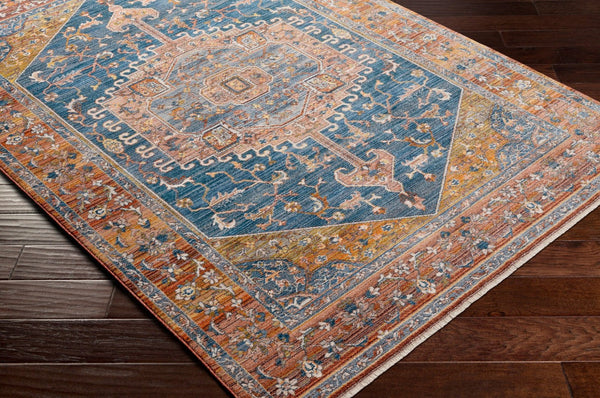 Livabliss Ephesians Traditional Fringe Accent Rug Machine Woven Polyester for Entryways Hallways Dark Blue, Ligh 8'10" x 13' EPC2355-81013