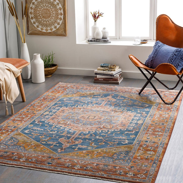 Livabliss Ephesians Traditional Fringe Accent Rug Machine Woven Polyester for Entryways Hallways Dark Blue, Ligh 8'10" x 13' EPC2355-81013