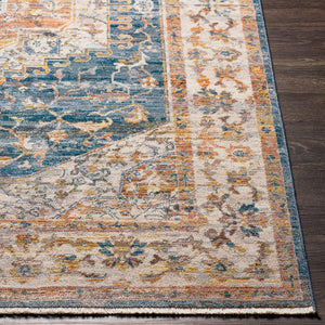 Livabliss Ephesians Traditional Medallion Polyester Accent Rug with Fringe for Entryways and Hallways Dark Blue, Ligh 8'10" x 13' EPC2356-81013