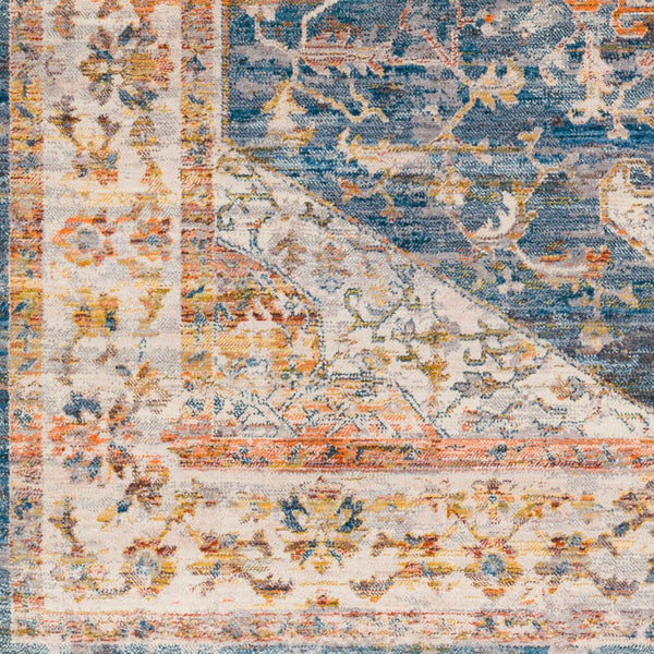 Livabliss Ephesians Traditional Medallion Polyester Accent Rug with Fringe for Entryways and Hallways Dark Blue, Ligh 8'10" x 13' EPC2356-81013