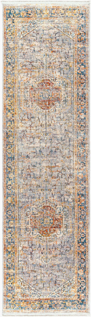 Livabliss Ephesians Traditional Fringe Accent Rug Polyester Machine Woven for Entryways and Hallways Gray, Light Gra 2'7" x 9' EPC2357-279