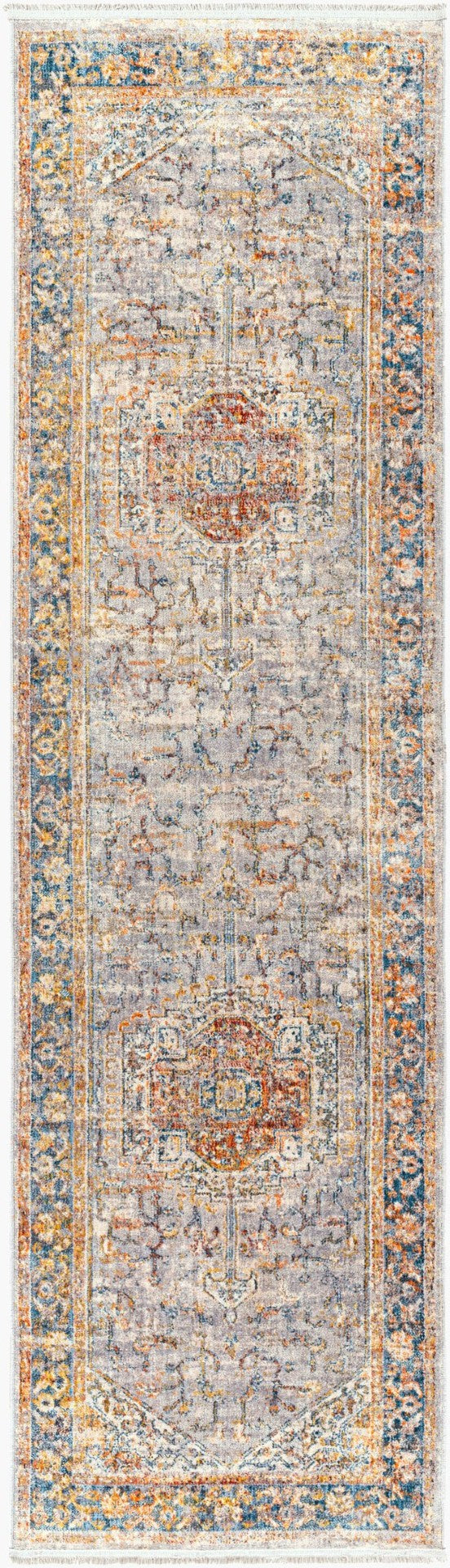 Livabliss Ephesians Traditional Fringe Accent Rug Polyester Machine Woven for Entryways and Hallways Gray, Light Gra 2'7" x 9' EPC2357-279