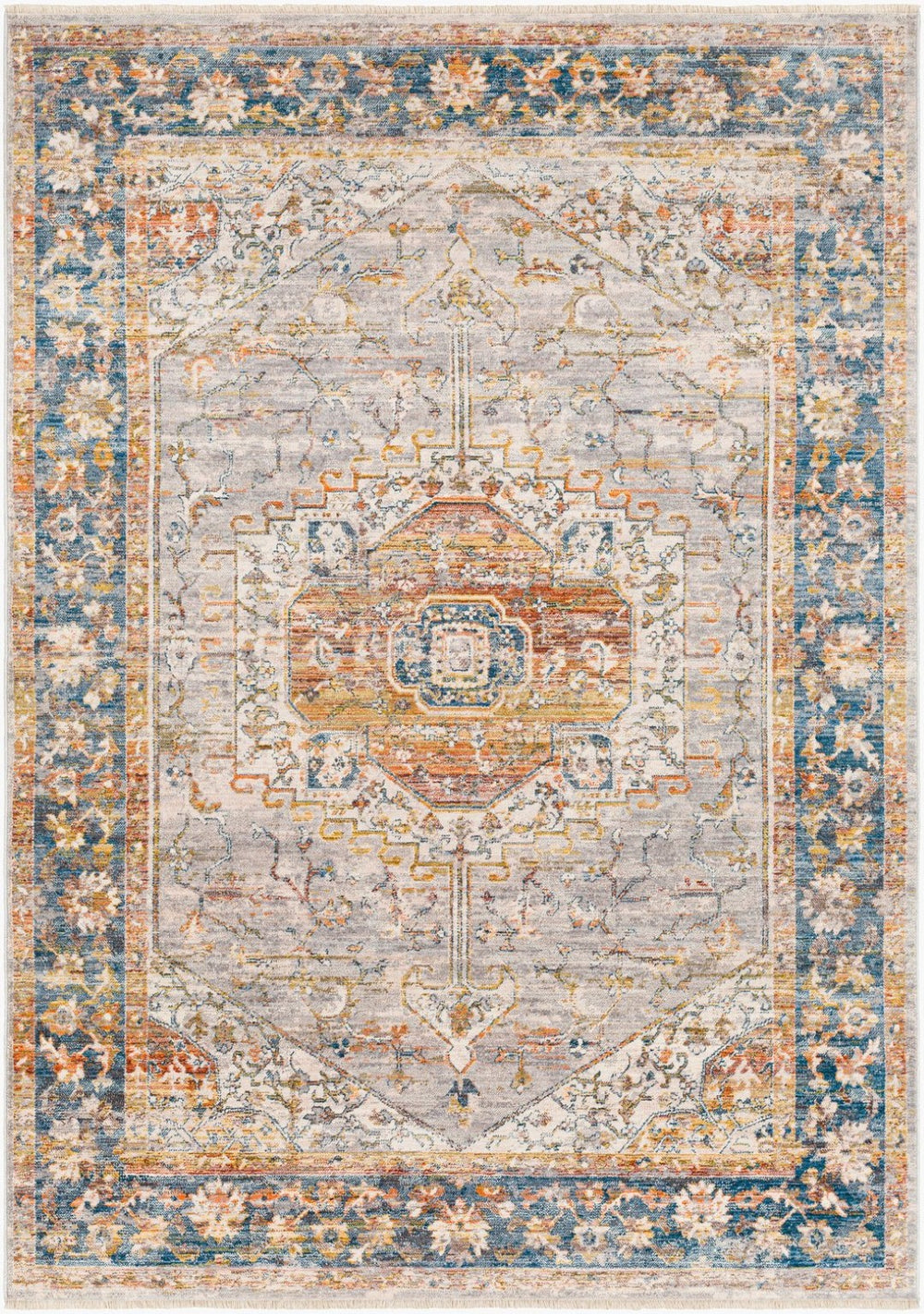 Livabliss Ephesians Traditional Fringe Accent Rug Polyester Machine Woven for Entryways and Hallways Gray, Light Gra 8'10" x 13' EPC2357-81013
