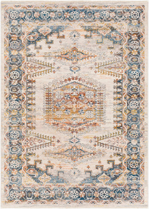 Livabliss Ephesians Traditional Fringe Accent Rug Polyester Woven Entryway Bedroom Floor Piece Dark Blue, Ligh 2' x 2'11" EPC2360-2211