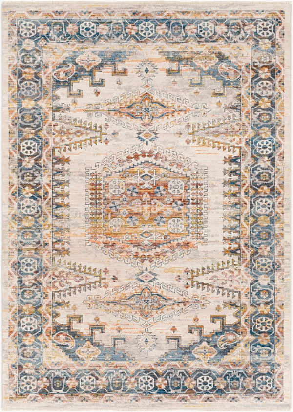 Livabliss Ephesians Traditional Fringe Accent Rug Polyester Woven Entryway Bedroom Floor Piece Dark Blue, Ligh 2' x 2'11" EPC2360-2211