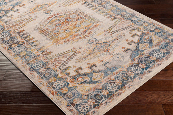 Livabliss Ephesians Traditional Fringe Accent Rug Polyester Woven Entryway Bedroom Floor Piece Dark Blue, Ligh 2' x 2'11" EPC2360-2211