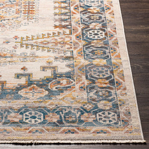 Livabliss Ephesians Traditional Fringe Accent Rug Polyester Woven Entryway Bedroom Floor Piece Dark Blue, Ligh 2' x 2'11" EPC2360-2211