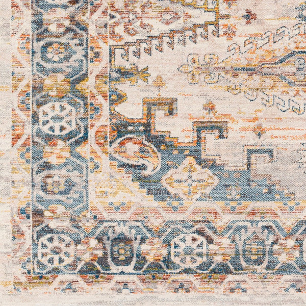 Livabliss Ephesians Traditional Fringe Accent Rug Polyester Woven Entryway Bedroom Floor Piece Dark Blue, Ligh 2' x 2'11" EPC2360-2211