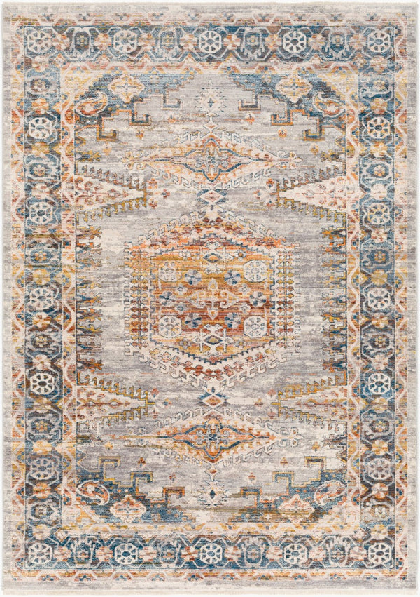 Livabliss Ephesians Turkish Machine Woven Polyester Rug with Fringe for Entryway Hallway Use Mustard, Gray 2' x 2'11" EPC2361-2211
