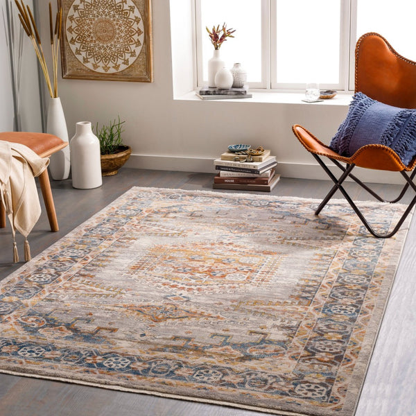 Livabliss Ephesians Turkish Machine Woven Polyester Rug with Fringe for Entryway Hallway Use Mustard, Gray 2' x 2'11" EPC2361-2211