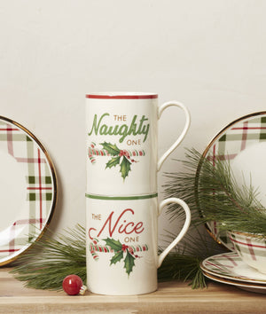 Lenox Holiday Naughty & Nice Mugs, Set of 2 Multi, WHITE PORCELAIN 896512