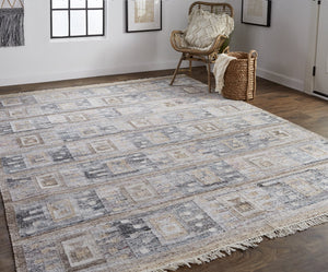 Feizy Rugs Beckett Eco-friendly Handwoven Low Pile Rug With Stylish Geometric Motifs For Modern Spaces Gray,Taupe,Tan Pet 8900816fchlmlth50