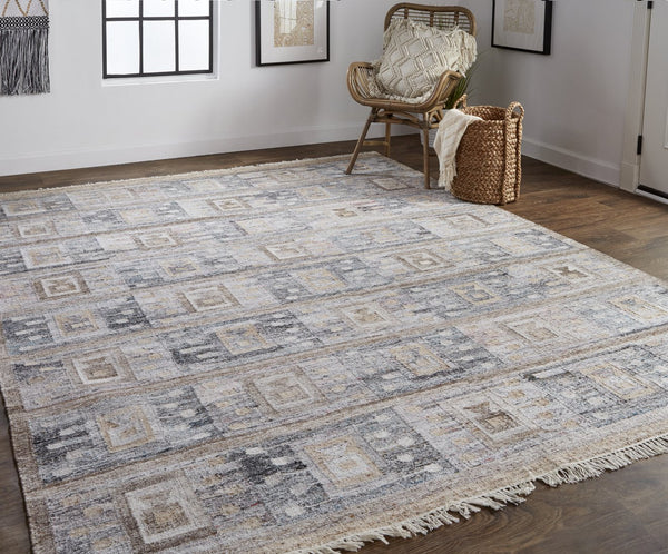 Feizy Rugs Beckett Eco-friendly Handwoven Low Pile Rug With Stylish Geometric Motifs For Modern Spaces Gray,Taupe,Tan Pet 8900816fchlmlth50