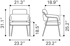 Marcel Dining Chair - Set of 2 Brown 109664 Zuo Modern