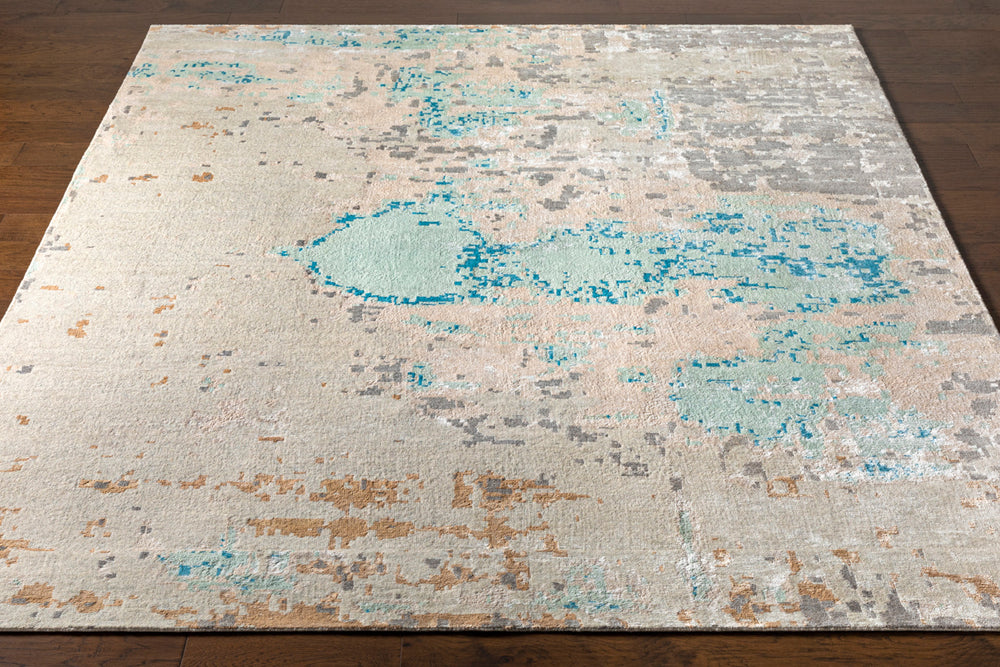 Ephemeral EPH-1000 6' x 9' Handmade Rug EPH1000-69  Light Blue, Light Sage, Wheat, Tan, Charcoal, Cream Surya