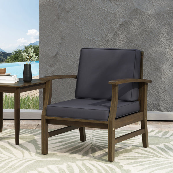 English Elm Perla Solid Acacia Outdoor Club Chair Slatted Hardwood Frame Resort Patio Seat 61442.00GDGRY
